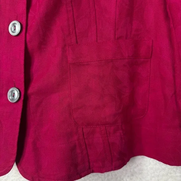 Jones Wear Jacket Womens 16 Pink Linen Cotton Floral Jacquard Blazer‎ Career - Picture 5 of 16
